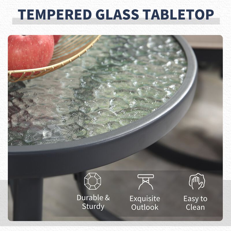 Blue Patio Bistro Set: 3-Piece Swivel Rockers, Glass Table