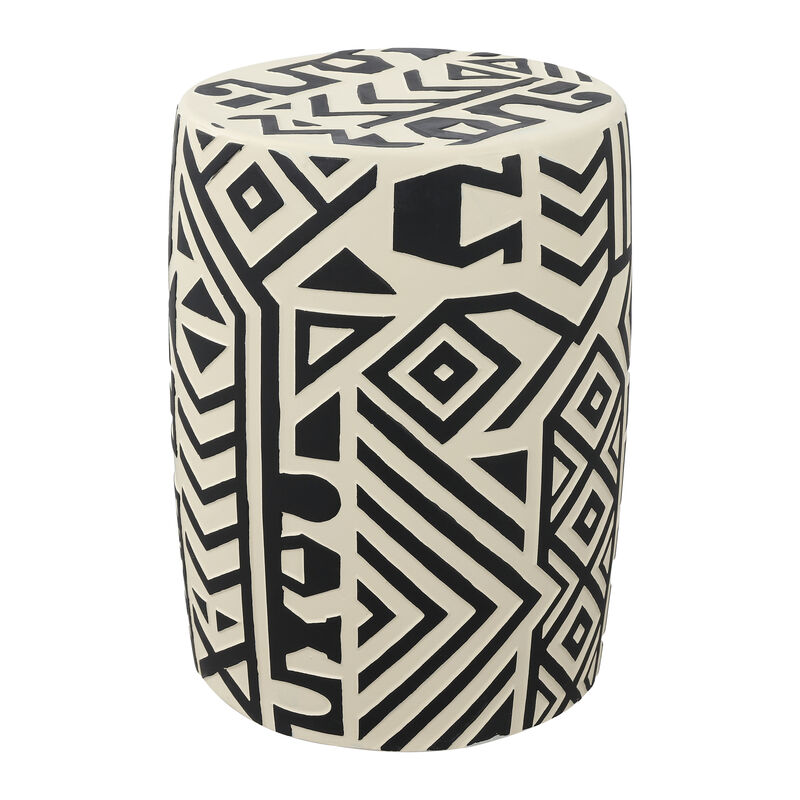 Rafi MidCentury Modern Geometric Drum Garden Stool