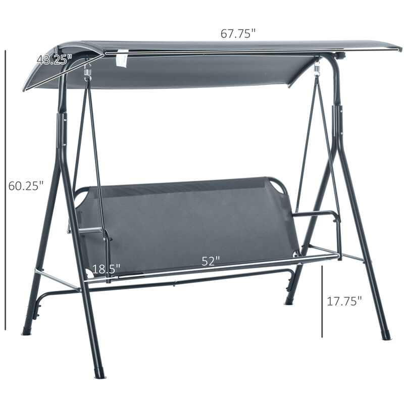 Hivvago 3-Person Outdoor Porch Swing with Stand image number 2