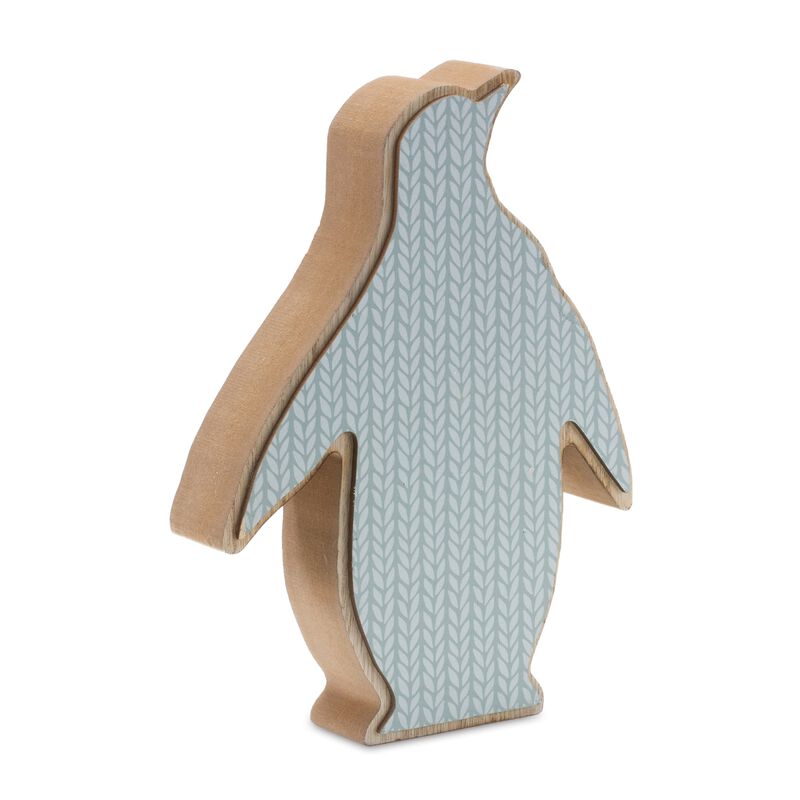Set of 2 Wooden Penguins for Holiday Home Decorations