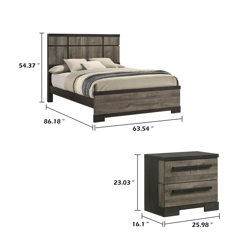 Bedroom Set, Wood, 2 Piece Set with Nightstand image number 7