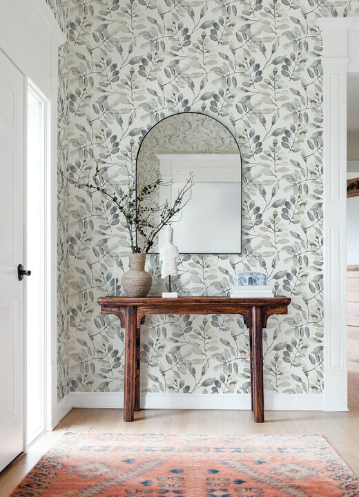 Pinnate Charcoal Leaves Wallpaper (Set of 2)