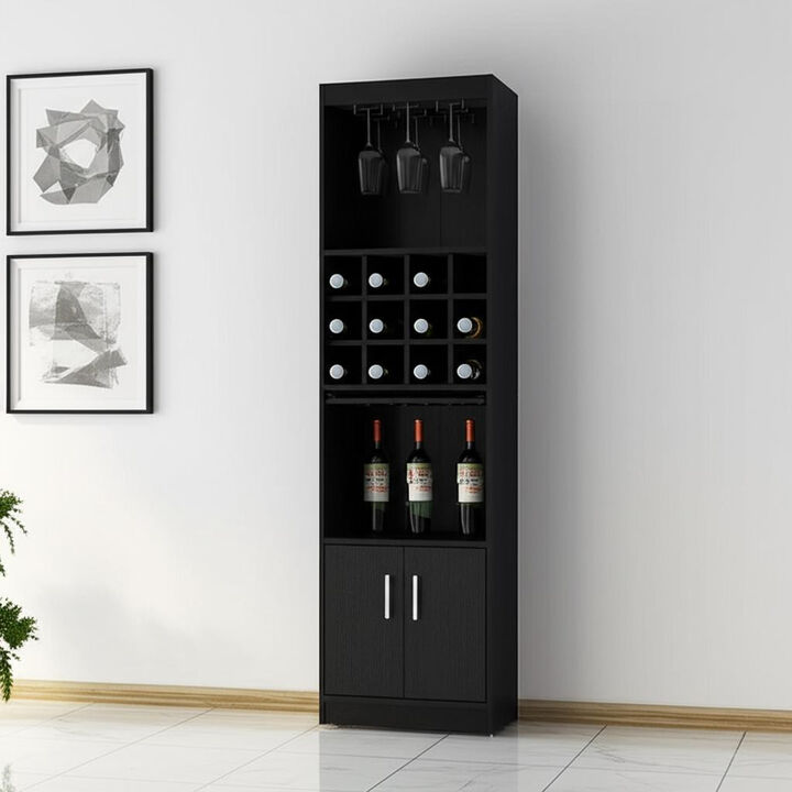 71" Black Wood Bar Cabinet