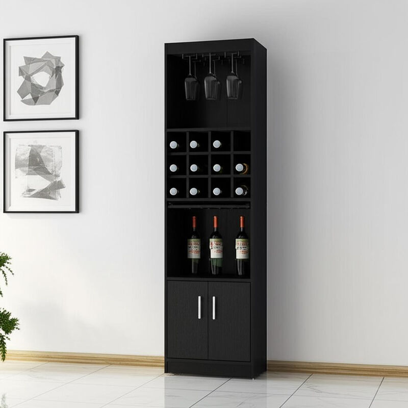 71" Black Wood Bar Cabinet image number 1