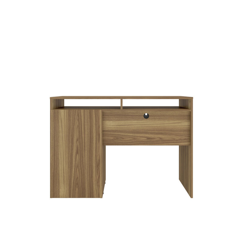 HomeRoots 43" Walnut and Gray Wood Pedestal Computer Desk image number 3
