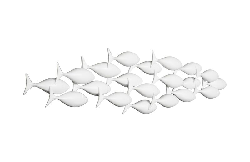 School of Fish Wall Art in Matte White
