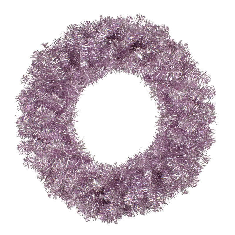 Metallic Pink Tinsel Artificial Christmas Wreath  24-Inch  Unlit
