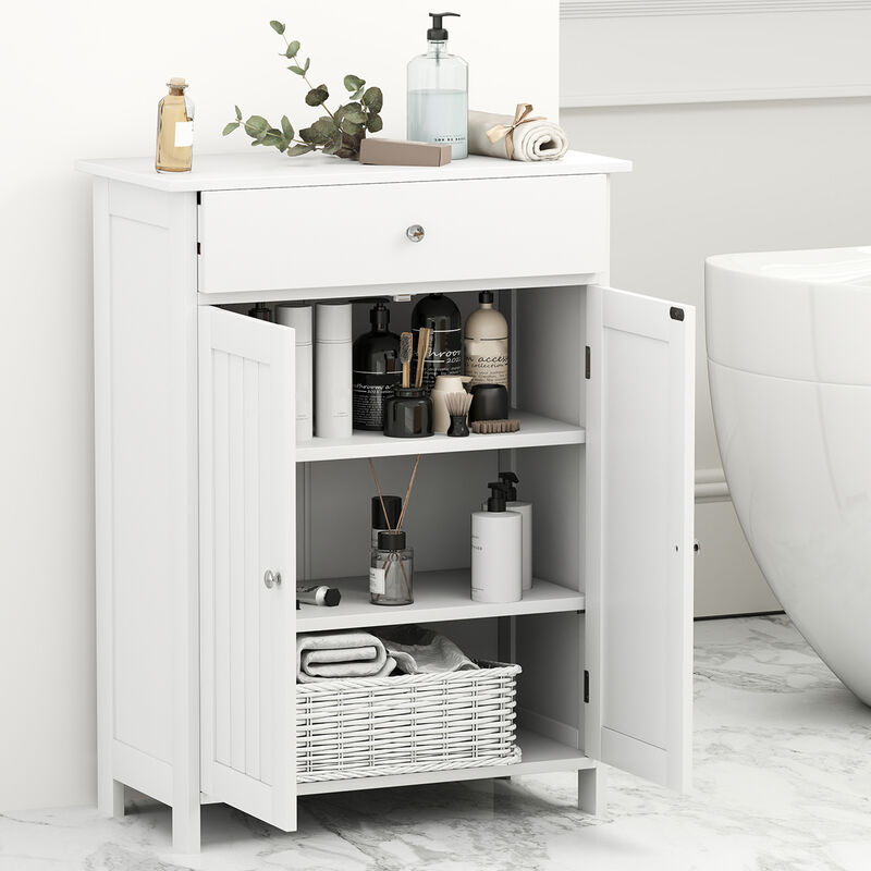 Bathroom Storage Cabinet with 2 Doors &ndash; Freestanding Floor Organizer