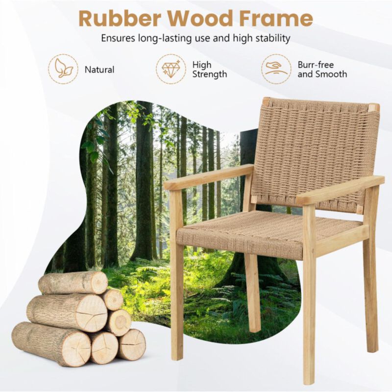 Hivvago Indoor Outdoor Wood Chair Set of 2-Natural