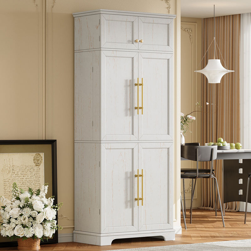 Merax Tall Farmhouse Kitchen Pantry Cabinet with 8 Door Shelves image number 1