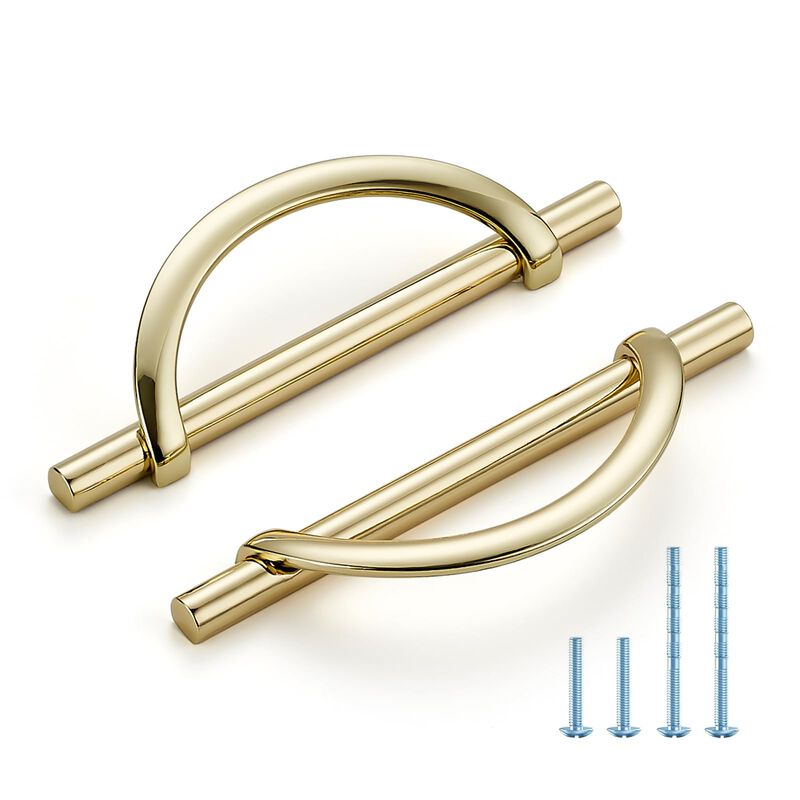 HOME EDIT Gold Cabinet Pulls, 5 Inch Hole Center, 128 mm, Curved Design Cabinet Handles for Kitchen,Cupboard, Drawer & Bathroom