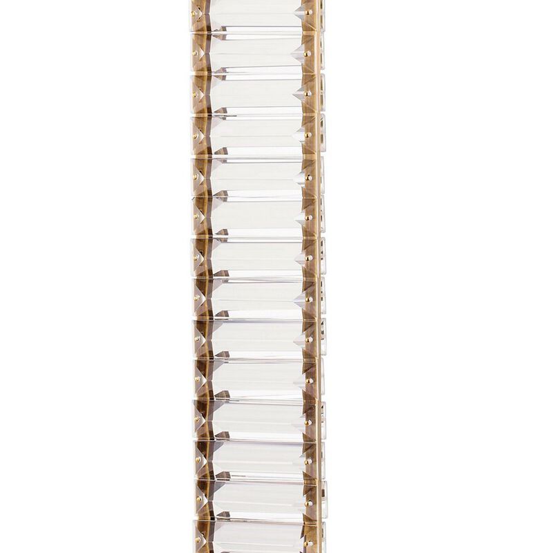 Lizy 24 Inch Tall, Thin Table Lamp, Crystal, LED Metal Frame, Antique Brass - Benzara