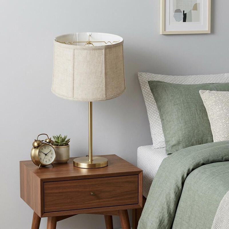 HomeRoots Cream Linen Drum Lamp Shade image number 1