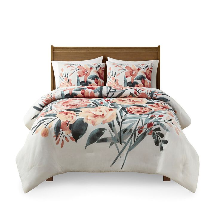 Gracie Mills 3-Piece Mid-Century Floral Comforter Set