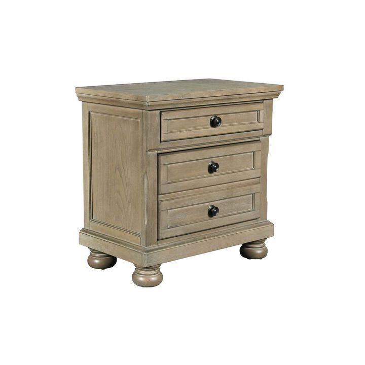 Gray Wood Nightstand with Drawers &ndash; Classic 3 Drawer Bedroom Side Table