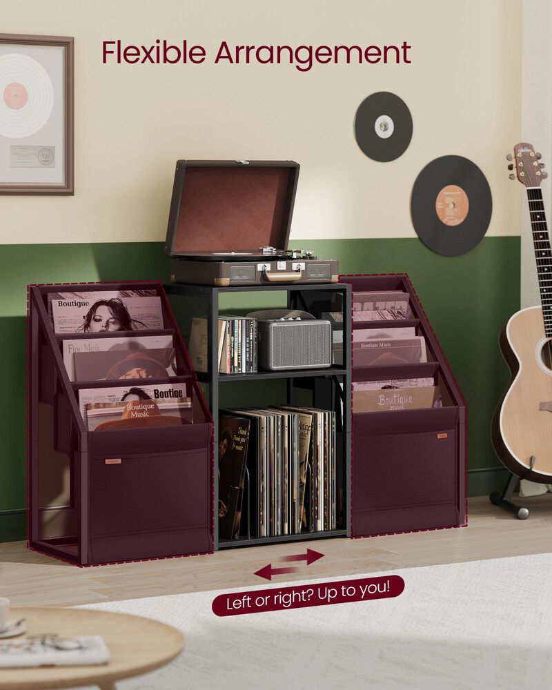 Multi-Level Record Stand &ndash; 3-Tier Vinyl Storage Table for Turntable Setup and 140 Album Capacity