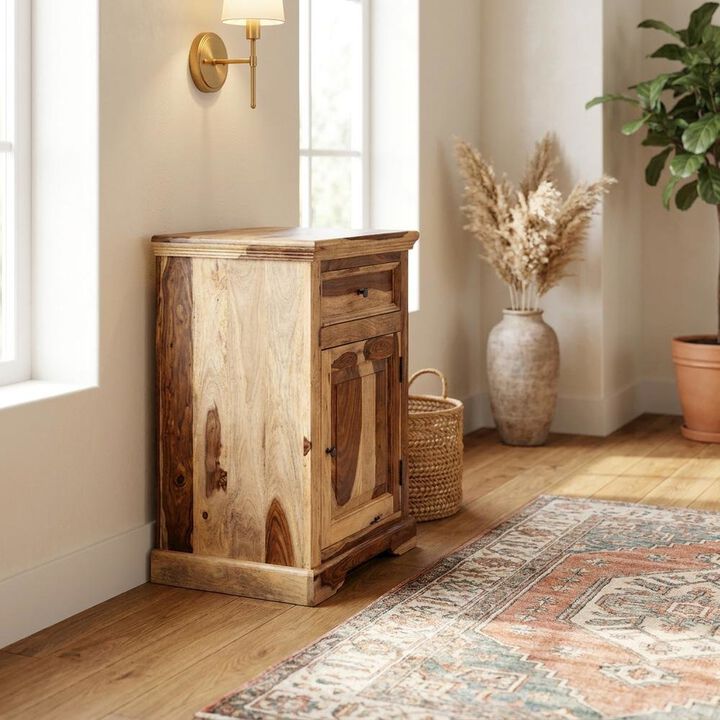 Starlight Canyon Home Solid Sheesham Wood Nightstand with Open Shelf, Bohemian Bedside Table
