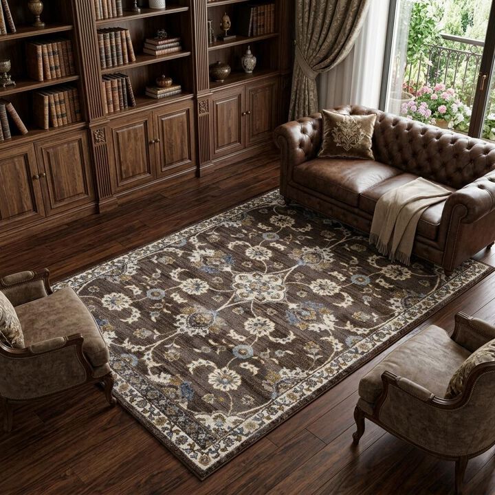 HomeRoots Floral Area Rug