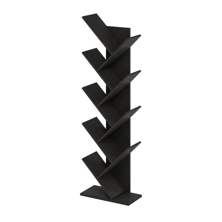 Furinno Bookshelf 9-Tier Floor Standing Tree Bookcase, Espresso