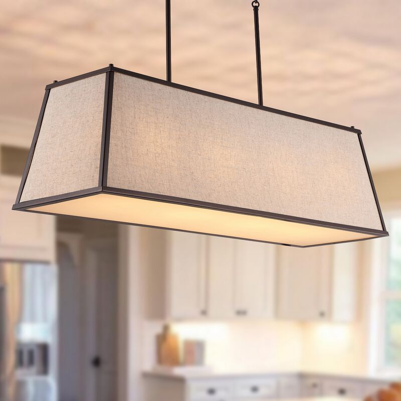 Crosby 4-Light Minimalist Industrial Trapezoidal Linen Iron Linear LED Pendant
