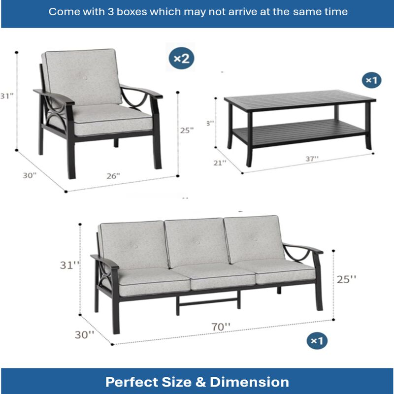 Tobuf 4-Piece Metal Patio Furniture Set image number 4