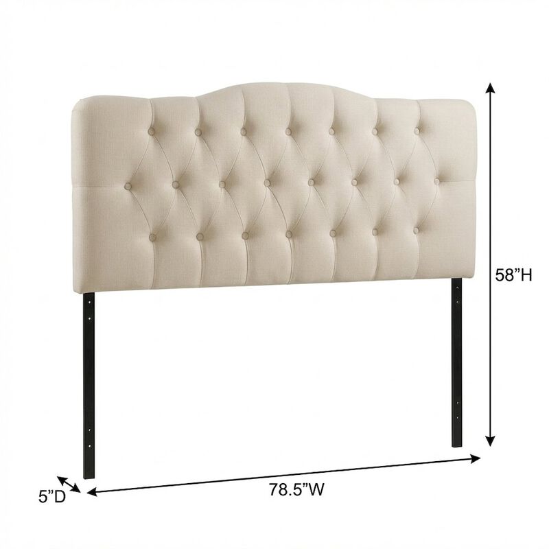 Upholstered Fabric King Headboard with Padded Design for Comfortable Support image number 1