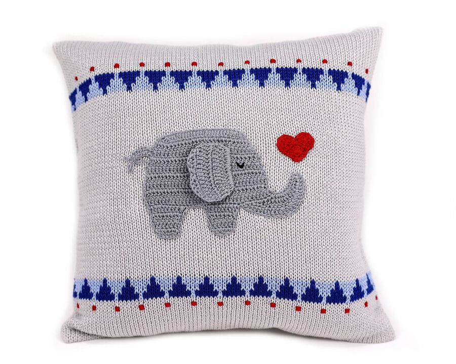 10" Elephant with Heart Pillow