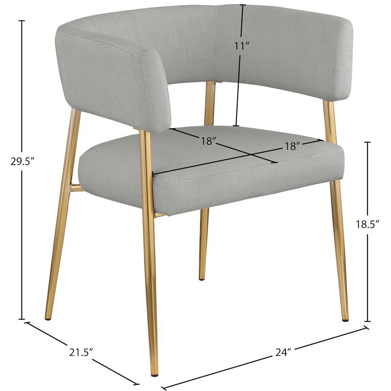 Meridian Furniture Creston Light Grey Durable Linen Textured Fabric Dining Chair
