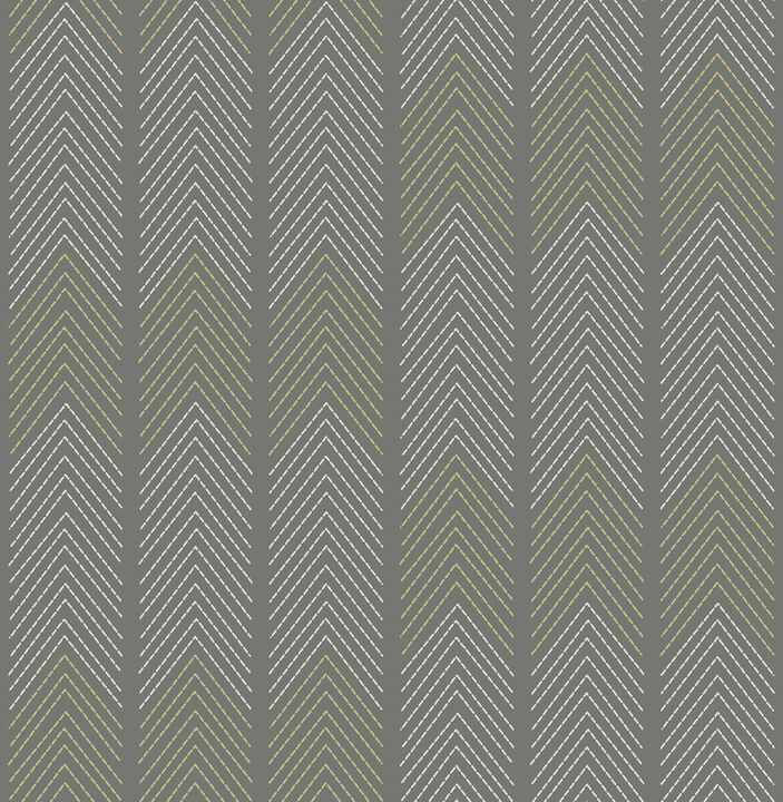 Nyle Dark Grey Chevron Stripes Wallpaper