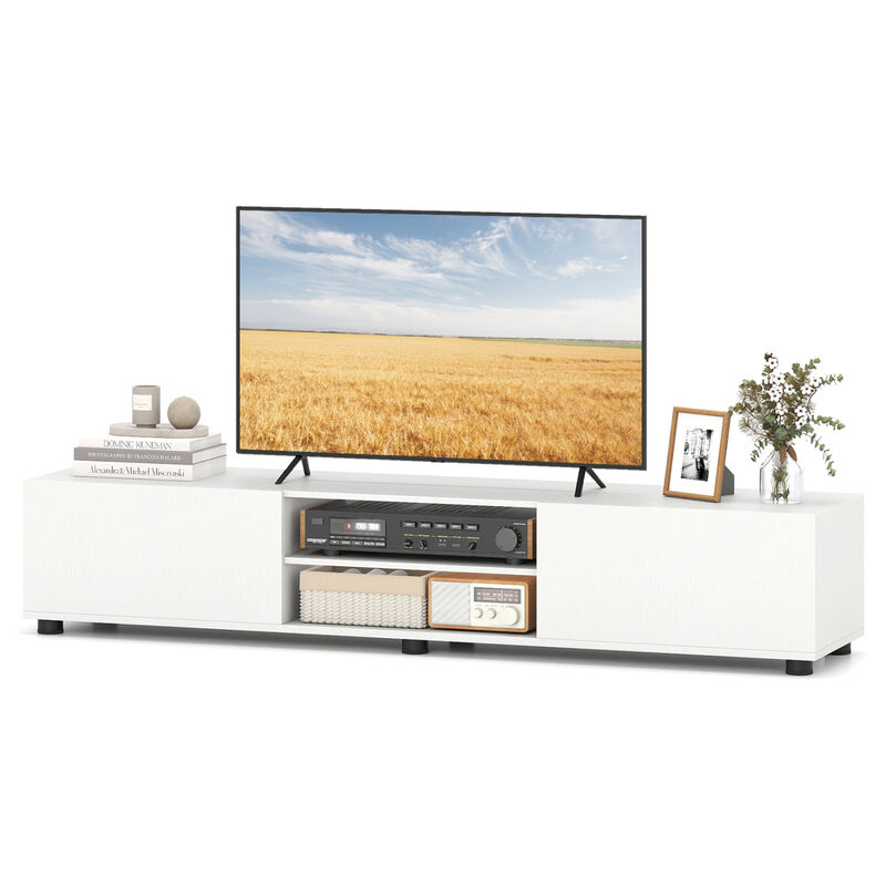 Modern TV Stand Entertainment Center with 2 Doors and Open Storage Shelves image number 3