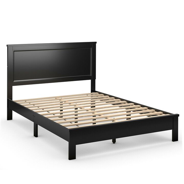 Platform Bed Frame with Slats and High Headboard for Bedroom Setup