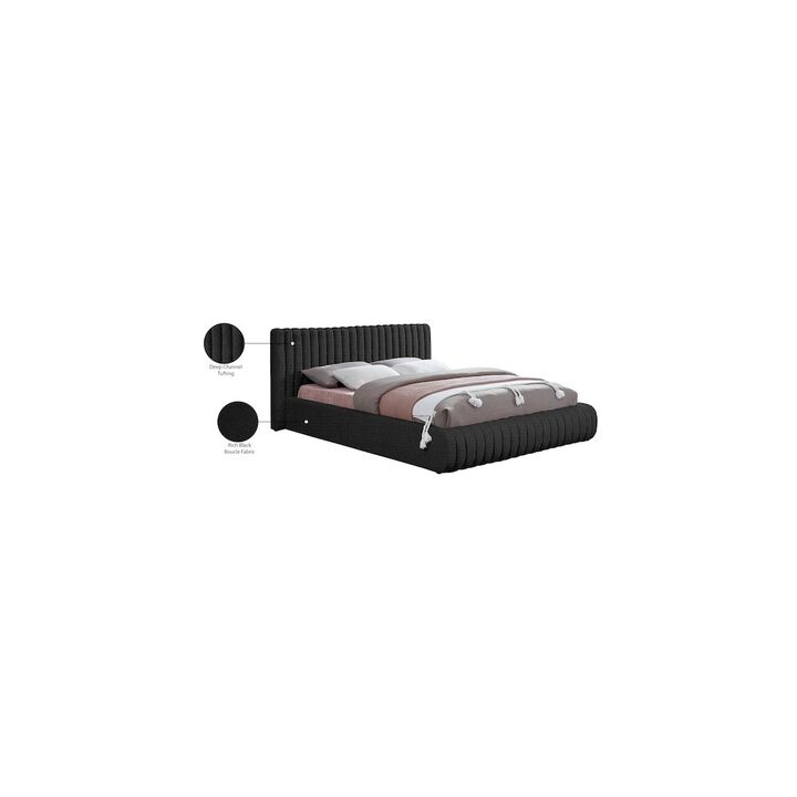 Meridian Furniture Nash Black Boucle Fabric King Bed