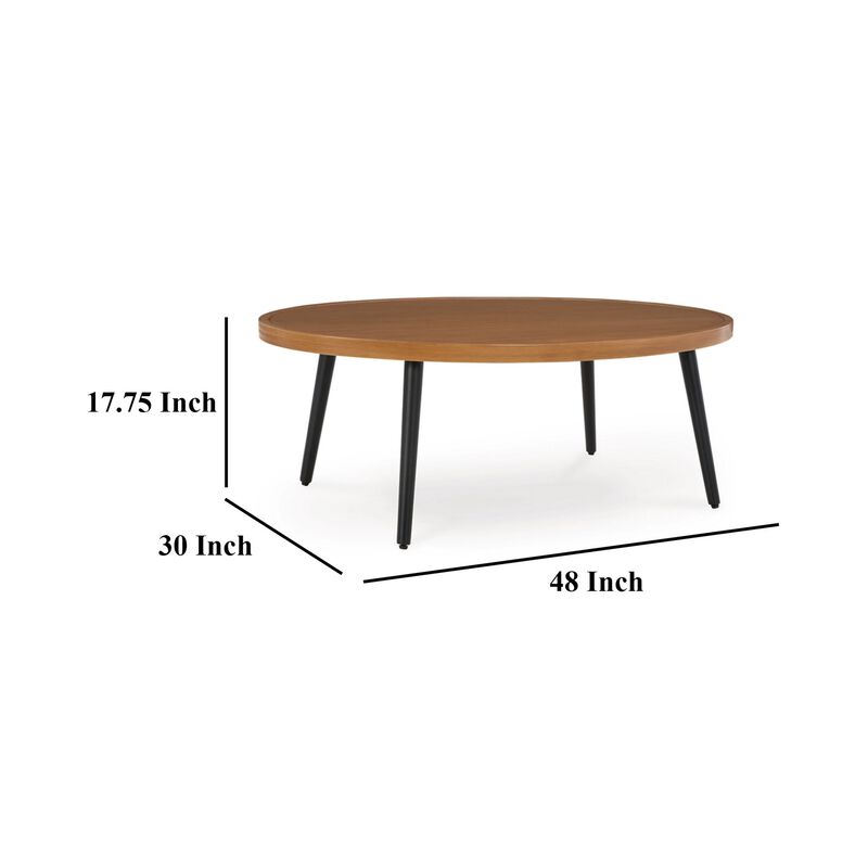 Izon Outdoor Cocktail Coffee Table, Modern 48 Inch Black Brown Metal - Benzara