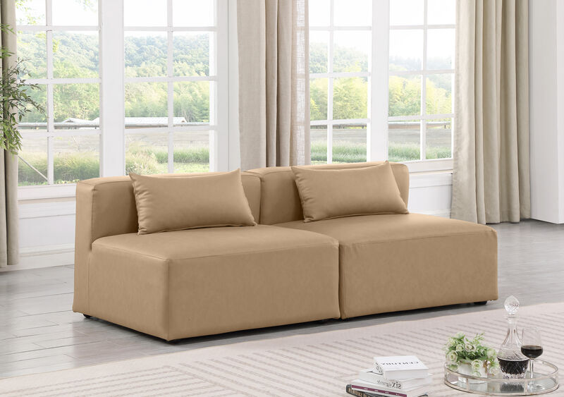 Meridian Furniture Cube Tan Vegan Leather Modular Sofa