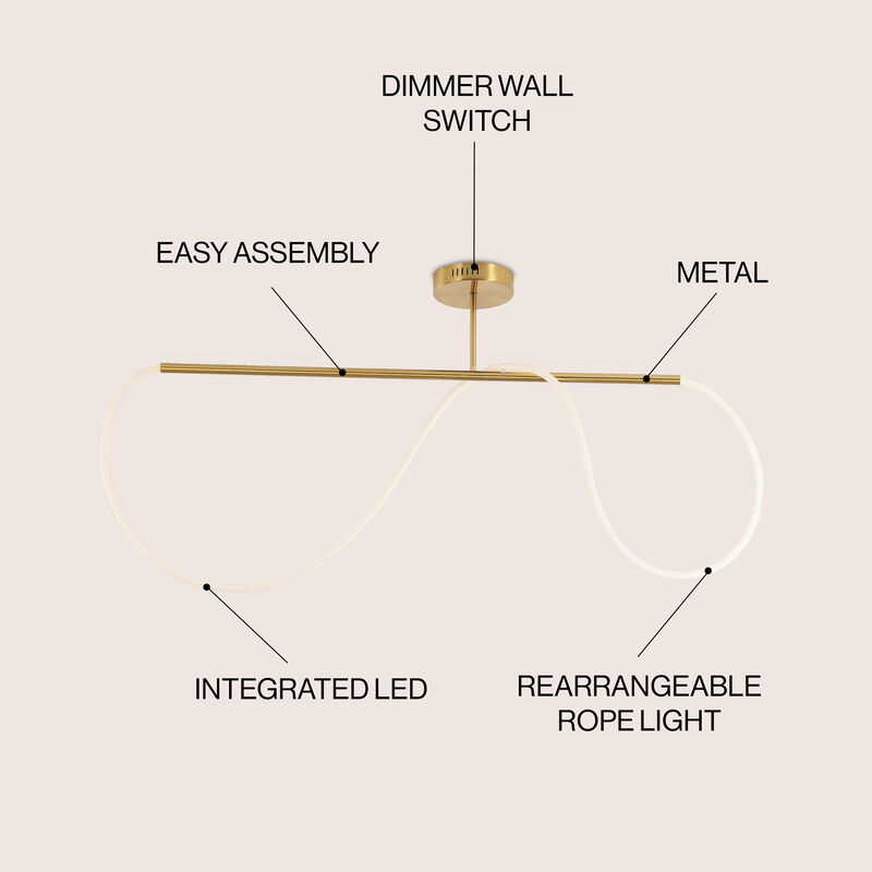 Alessio Contemporary Minimalist 360 Adjustable Silicone Neon Rope Dimmable Linear Integrated LED Flush Mount
