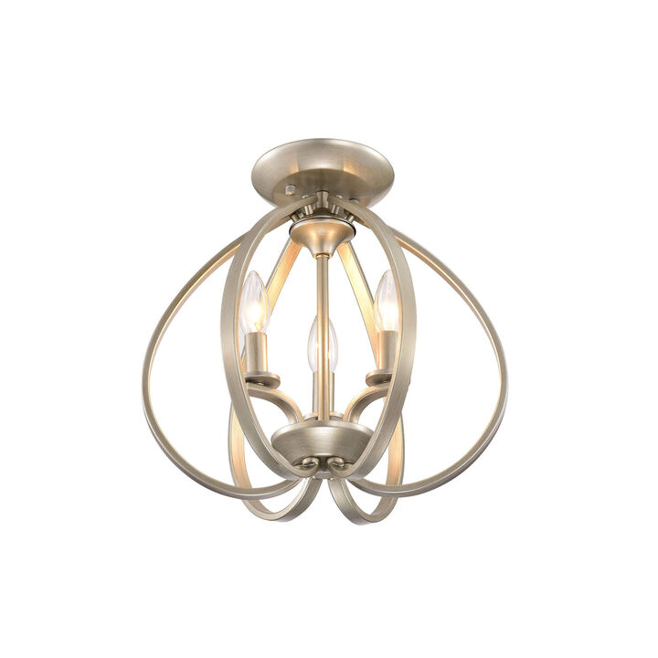 3-light Contemporary Sleek Curves Cradling Metal Flush Mount - Brushed Champagne