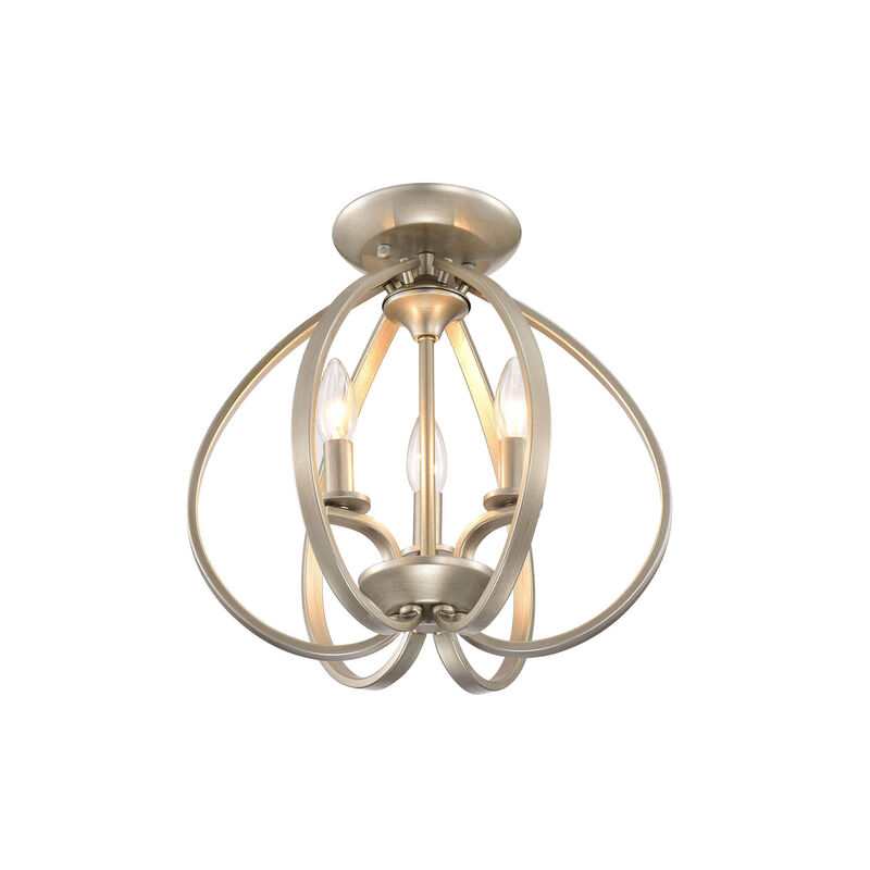 3-light Contemporary Sleek Curves Cradling Metal Flush Mount - Brushed Champagne image number 0