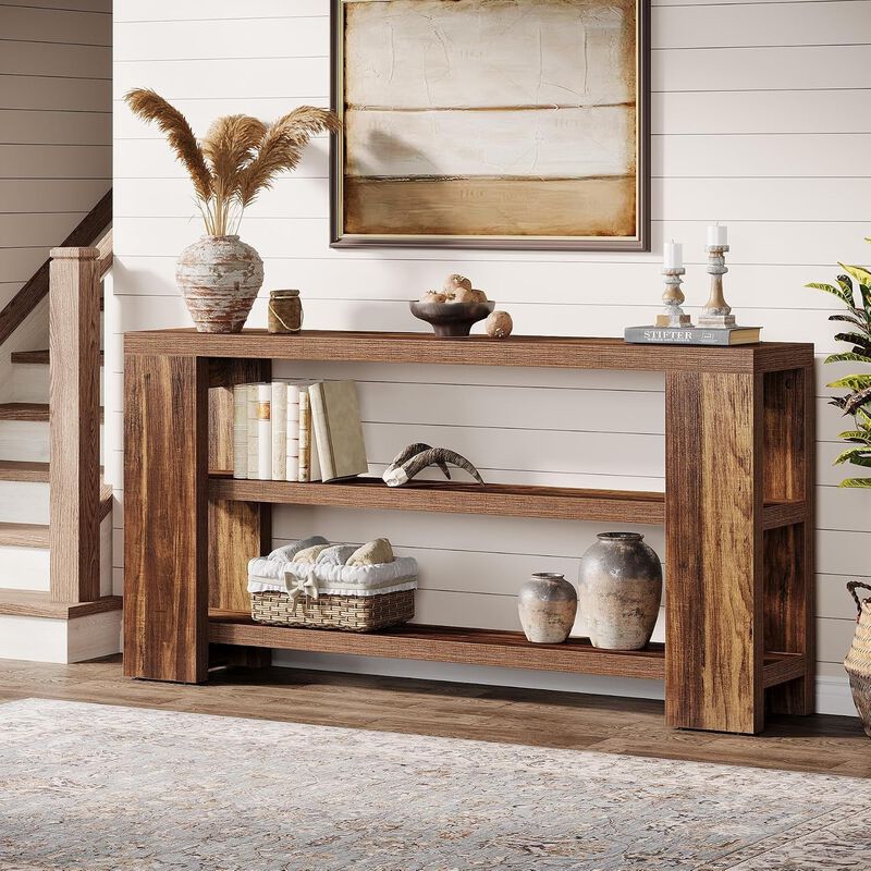 Tribesigns Modern 3-Tier Wood Console Table image number 3