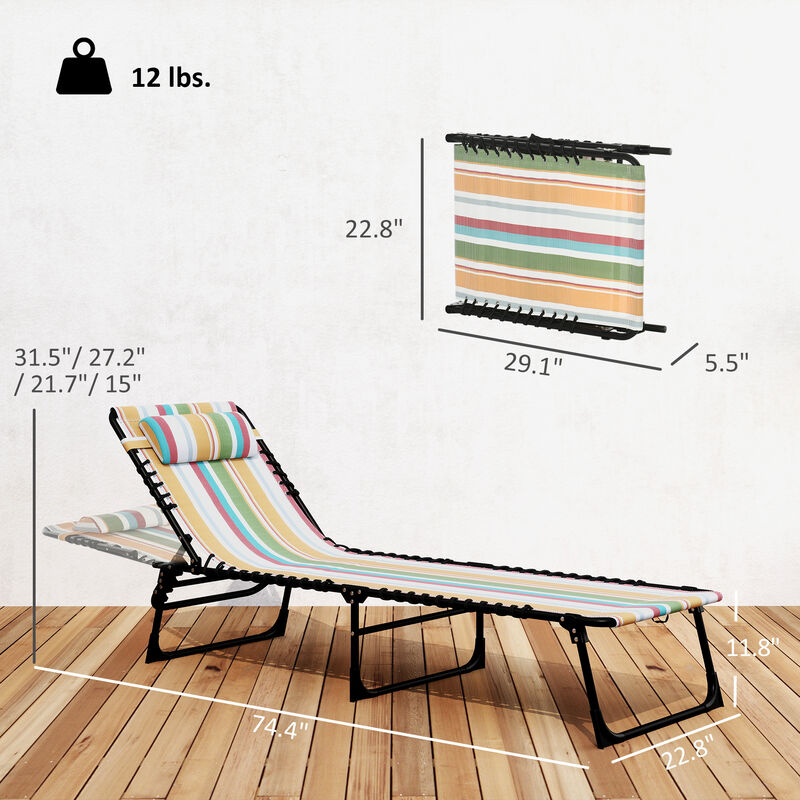 Hivvago Foldable 4-Position Chaise Lounge image number 2