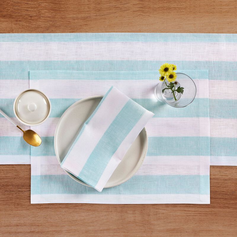 Solino Home Cabana Stripe 100% Linen Table Runner &ndash; Handcrafted, Machine Washable, Perfect for Holiday and Everyday Dining