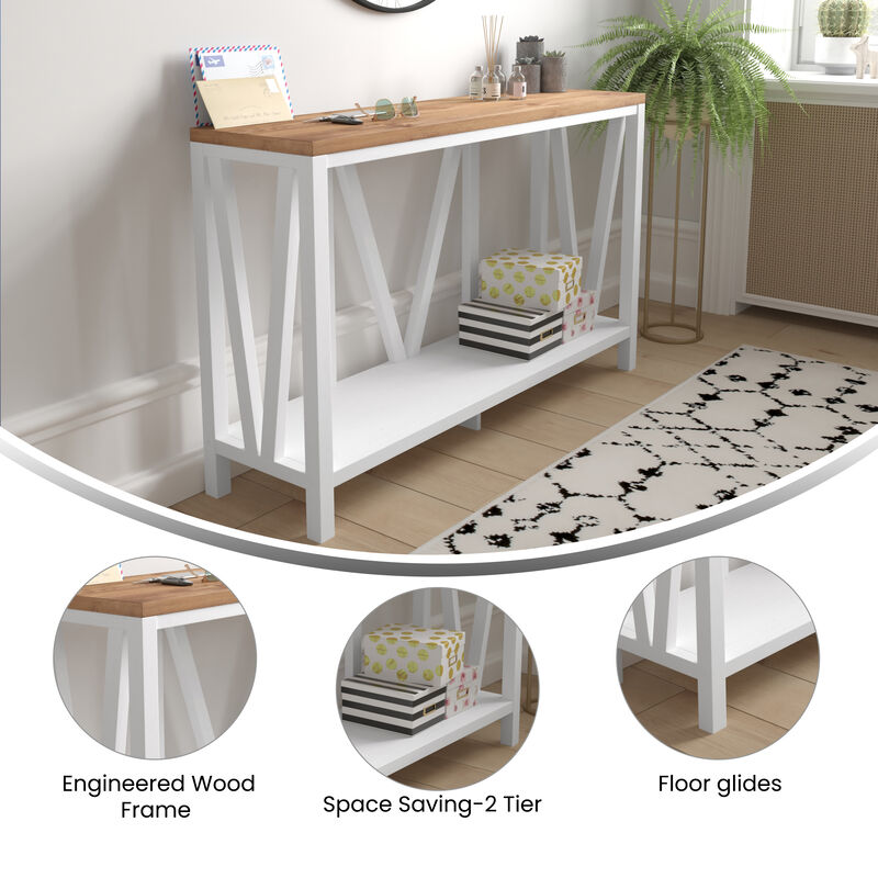 Warm Oak/Marble Entry Table