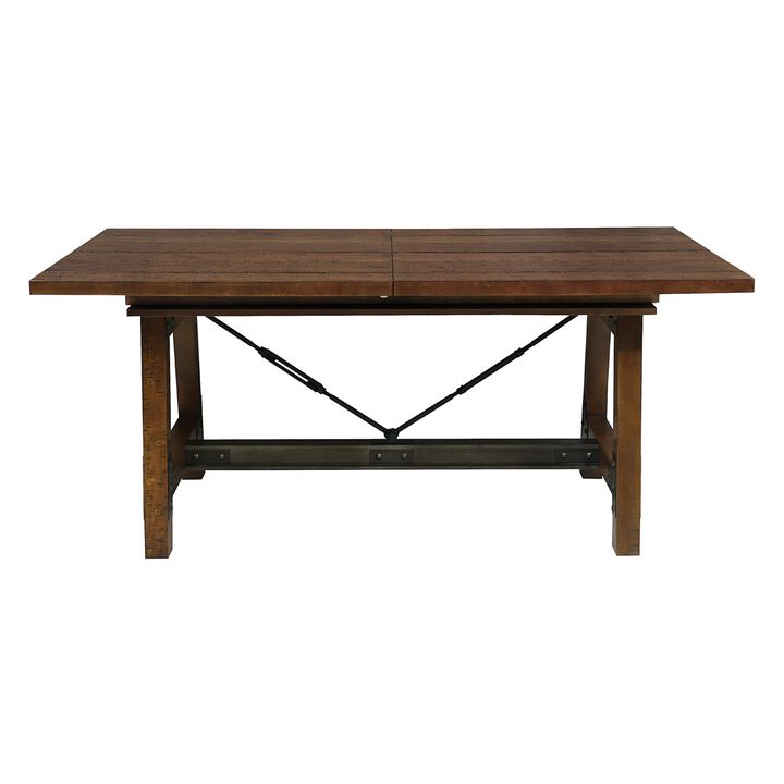 Unique Look Wood Framing 1pc Dining Table w Extension Leaf Industrial Design Casual Dining Furniture