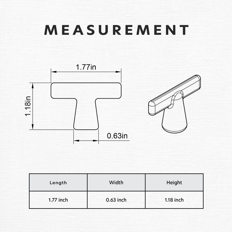 Hestia Hardware 10 Pack Cone Shape Modern T-Bar Cabinet Knobs image number 4