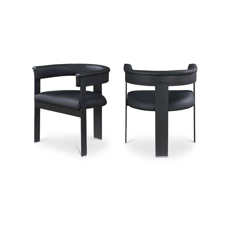 Meridian Furniture Romeo Black Vegan Leather Dining Chair, Set of 2