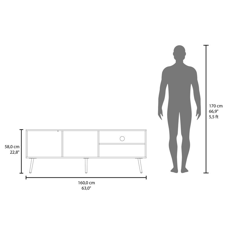 Ekwok TV Stand, 1 Door, 3 Shelves, White