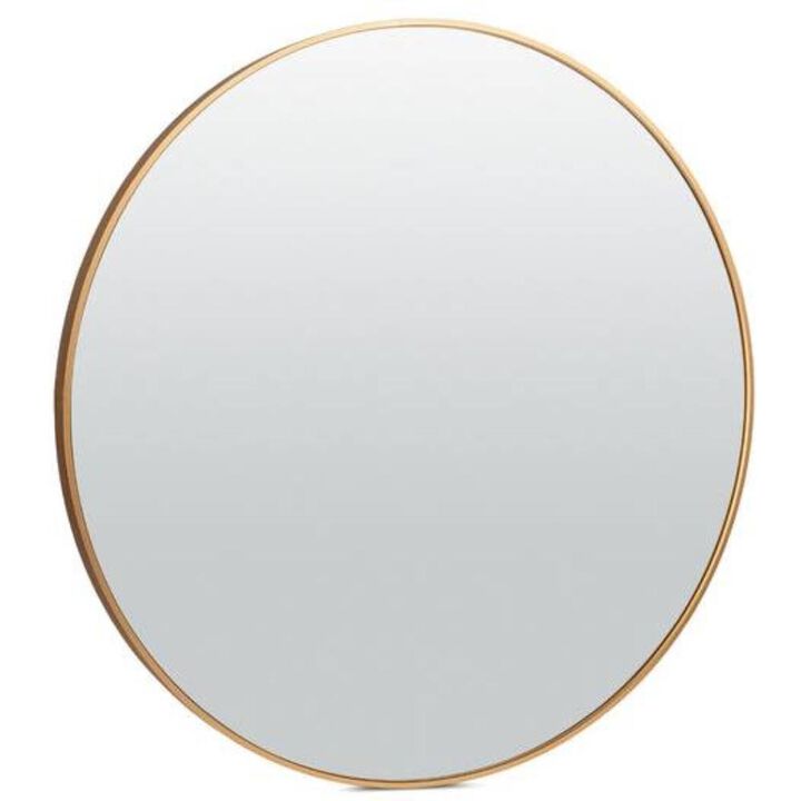 36 Inch Round Bathroom Vanity Wall Mirror Frame Matte Gold