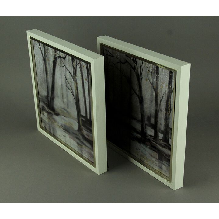 Set Of 2 Winter Forest Framed Nature Art Prints 13 Inches Square
