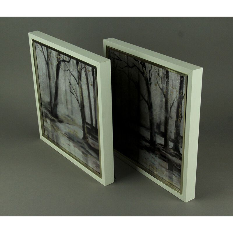 Set Of 2 Winter Forest Framed Nature Art Prints 13 Inches Square image number 1
