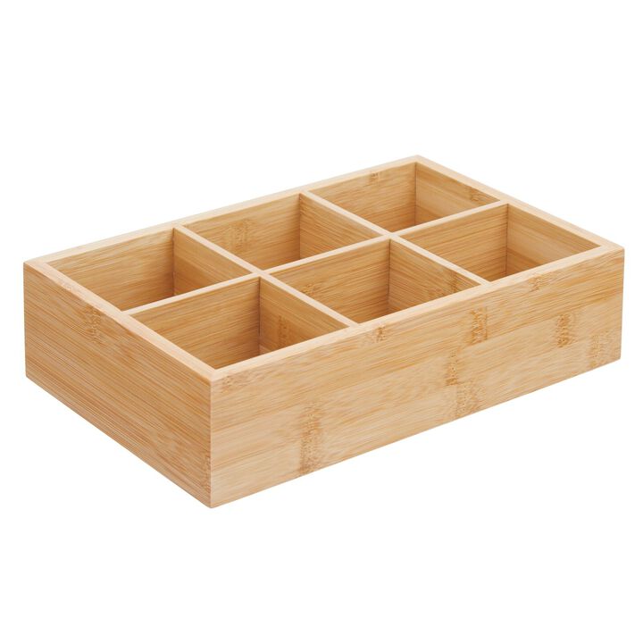 mDesign Bamboo Tea, Snack, or Food Storage Organizer Container Box, Natural Wood