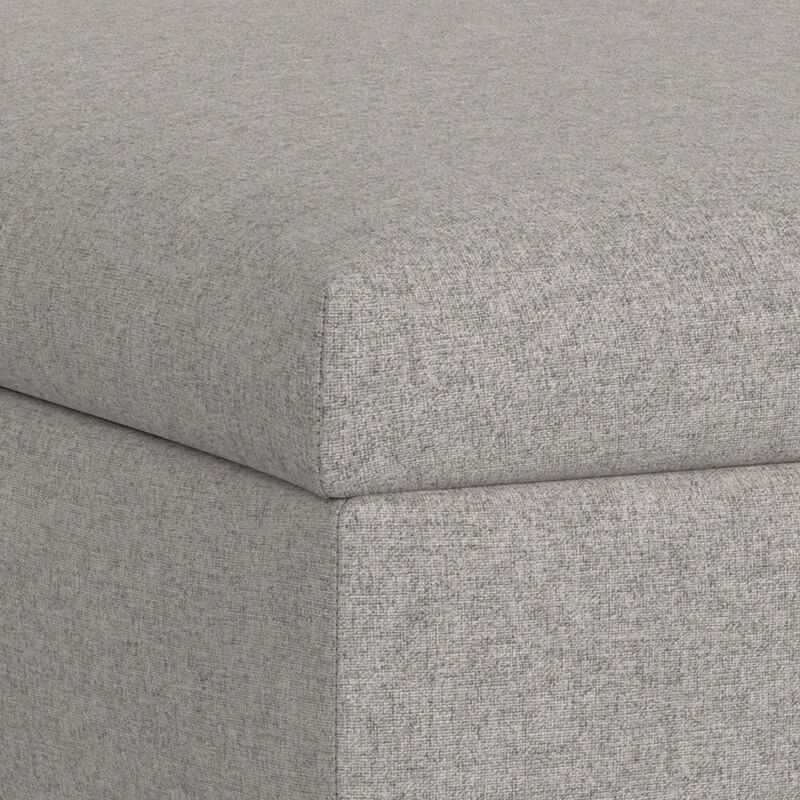 Rebecca 36 inch Wide Contemporary Square Mid Century Coffee Table Storage Ottoman with Lift Up Lid in Cloud Grey Polyester Linen, Assembled